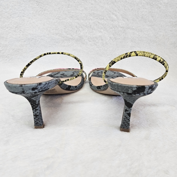 Steve Madden Loft Strappy Open Toe Heels Multi Color Snake Skin Kitten Heel - Picture 3 of 6